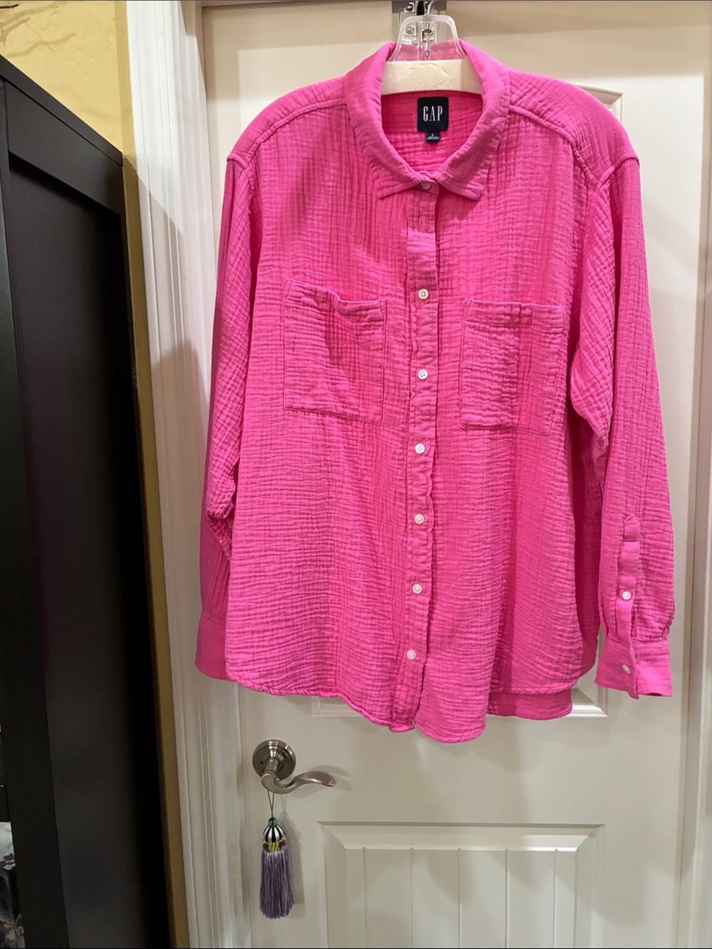 GAP Bright Pink Casual Button-Down Shirt